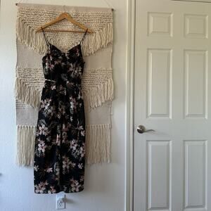 Great Jones Black Floral V-Neck Midi Dress